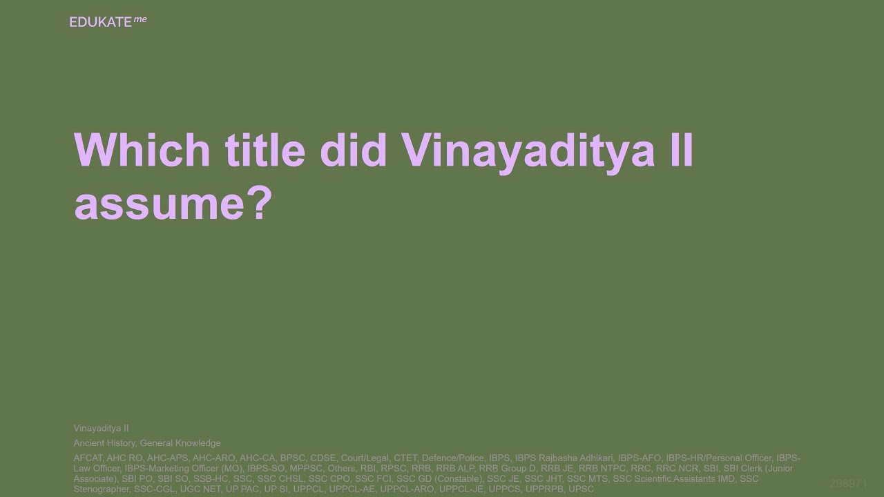 Which title did Vinayaditya II assume?