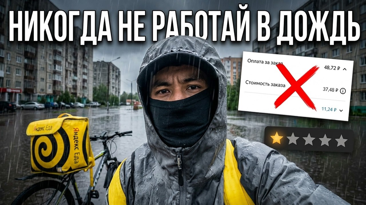 РАБОТА КУРЬЕРОМ В ДОЖДЬ ЗА КОПЕЙКИ / Мой провальный день в Яндекс еде