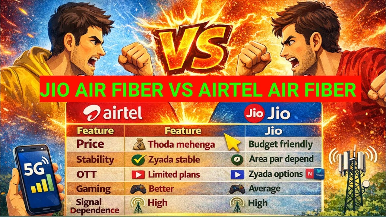 2026 Me Kaun Sa AirFiber Best Hai? 🤔 Airtel vs Jio Full Honest Comparison 🔥