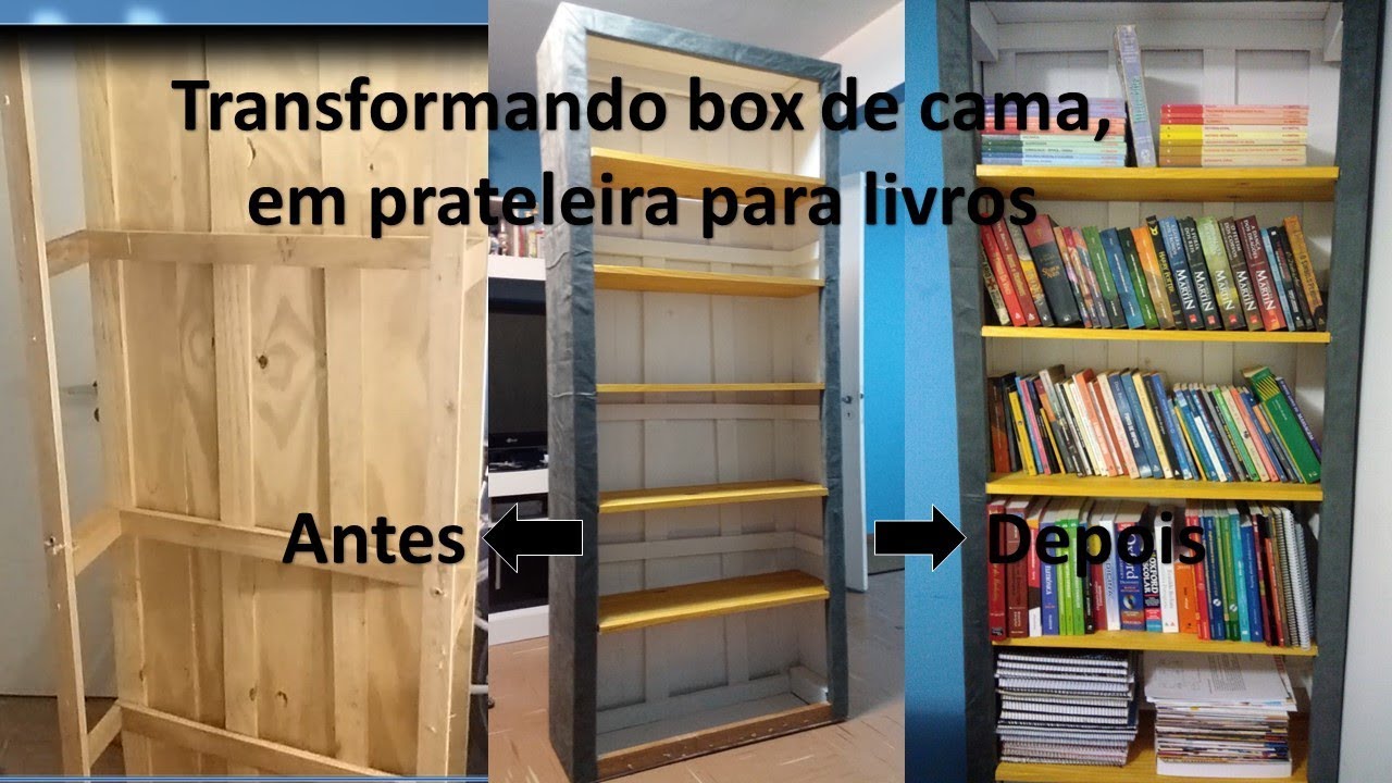 Prateleira de livros com box de cama