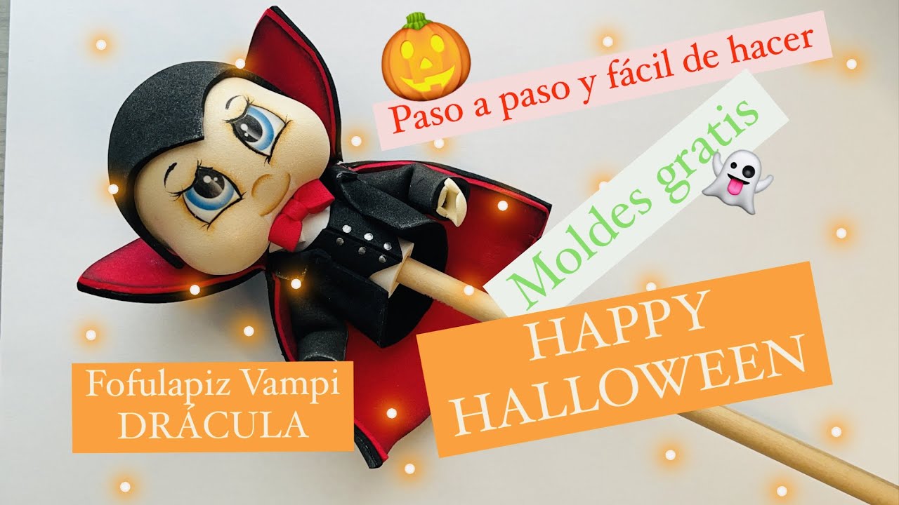 Fofulapiz Dracula, Vampiro  ✏️Decora tus Lapices Para HALLOWEEN 🦇 (Goma EVA, foamy, microporoso)
