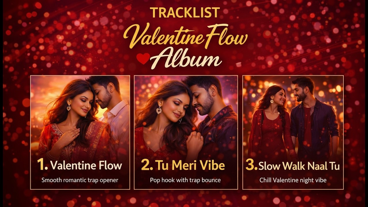 Valentine Flow Album Tracklist | Punjabi Romantic Pop & Trap Songs 2026