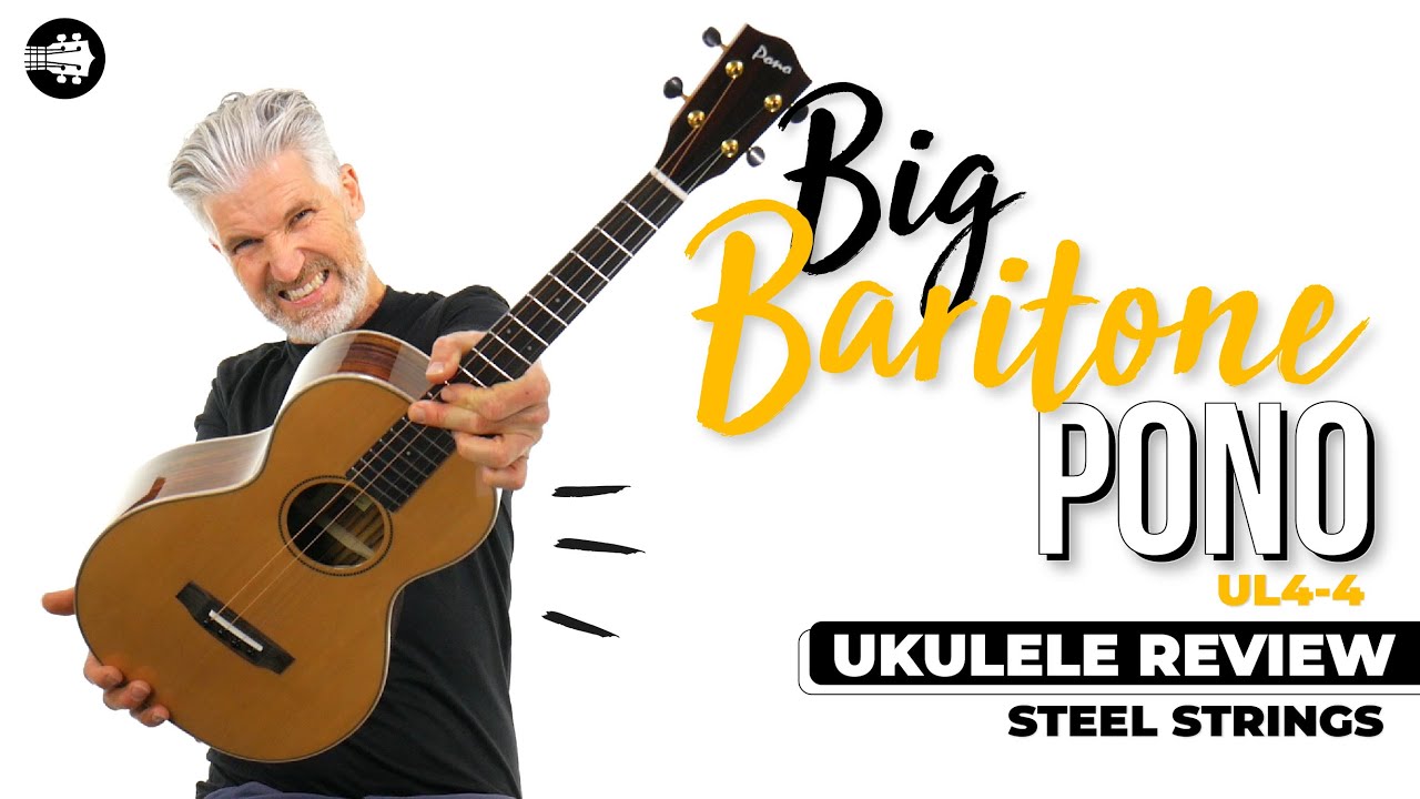Pono UL4-4 Big Baritone Steel Strings Ukulele! | Baritone #Ukulele Review