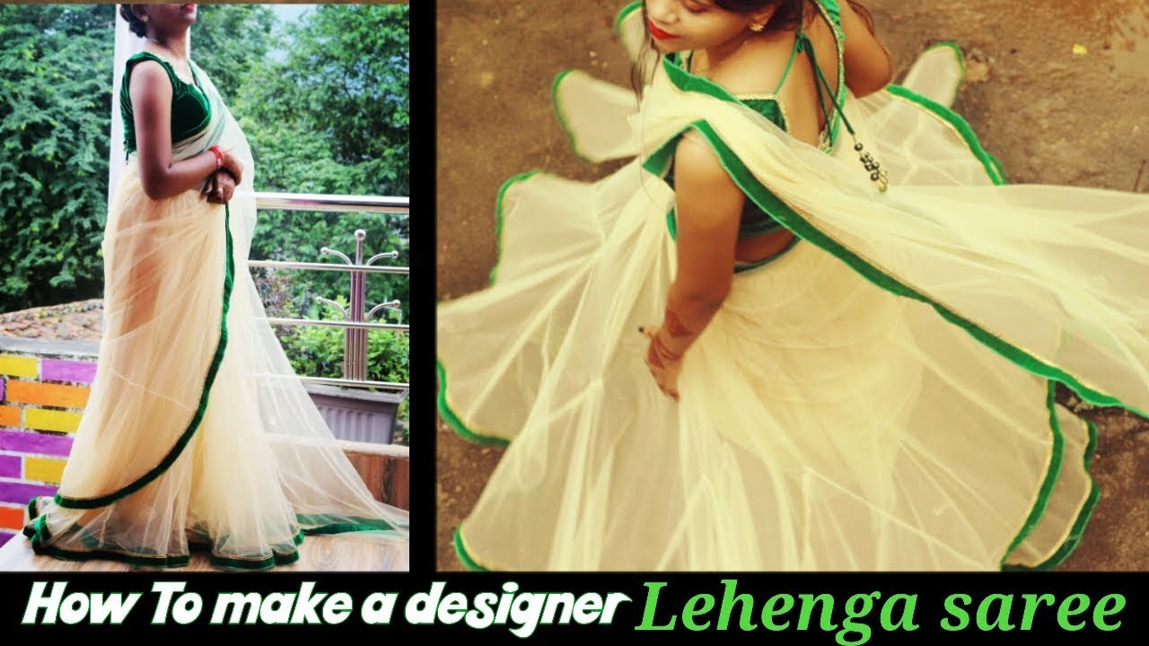 How to make a designer saree at home | sabyasachi inspired | DIY lehenga saree