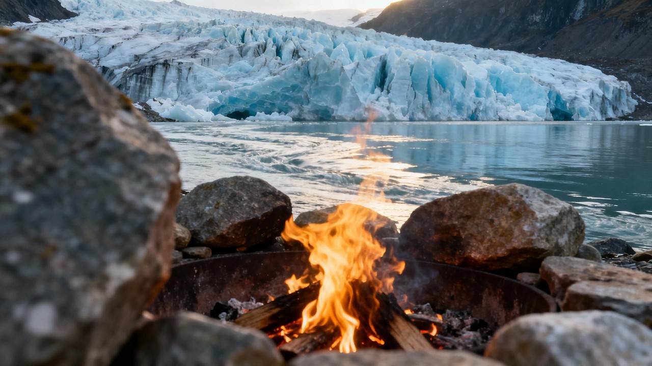 Sainan dari Warm Fireplace 4K Mixed with River Sounds for Deep Sleep Relaxation Calm Cozy Night Ambi