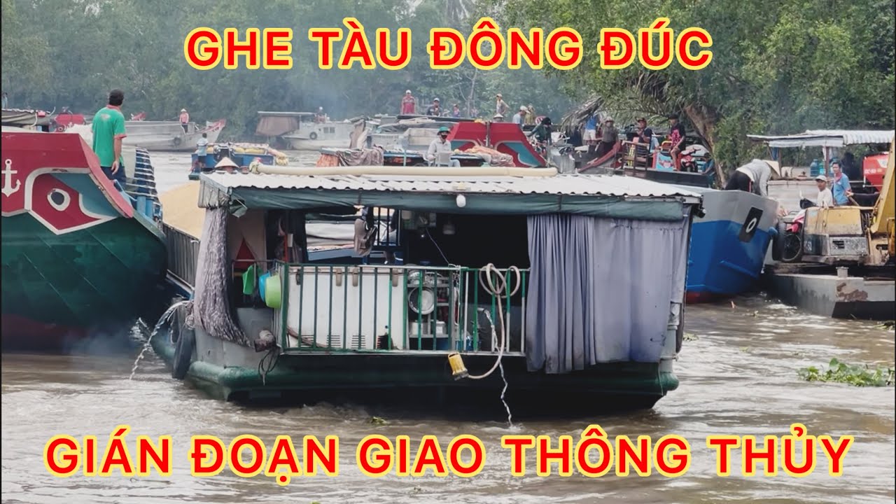 Ghe tàu đông đúc, gián đoạn giao thông thủy, hàng chục chiếc ghe vào cống Cái Quanh không kịp.