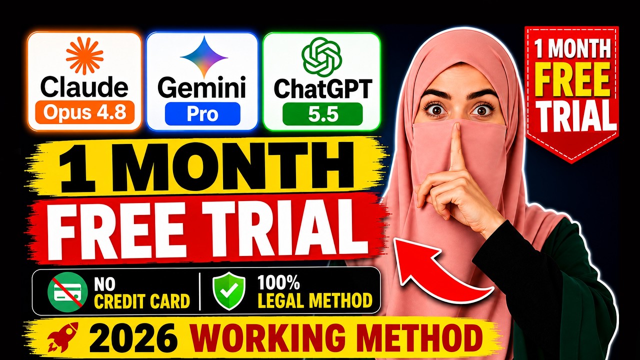 🔥 Stop Paying for AI! Get Claude Opus 4.8, Gemini & ChatGPT 5.5 FREE! 1 Month Free Trial  | Dua Ali