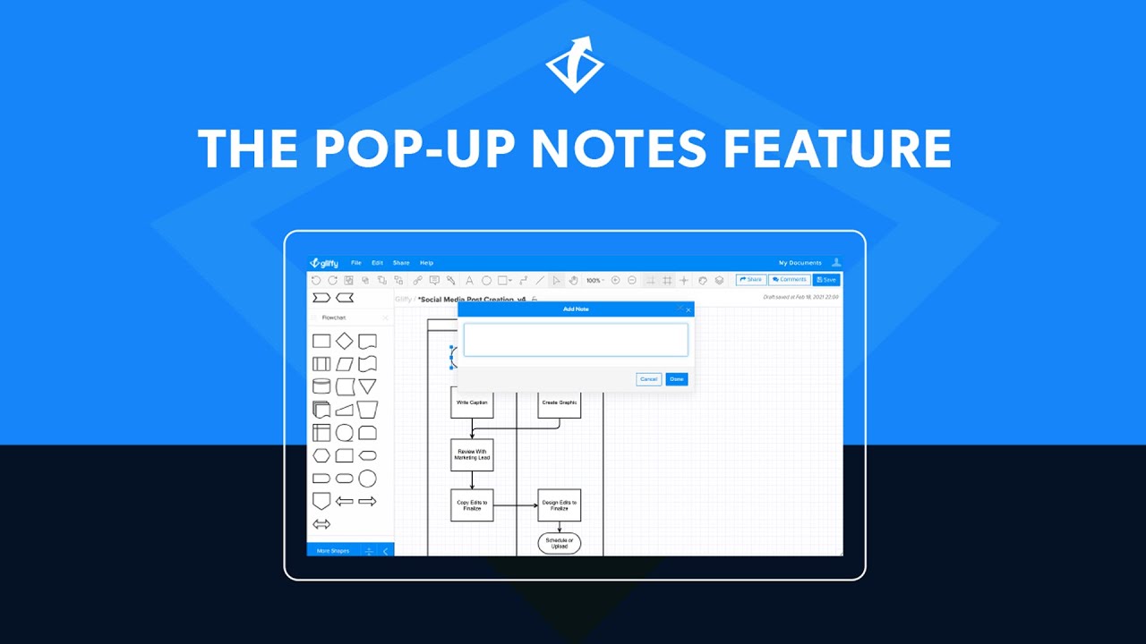 Try Gliffy's Pop Up Notes Feature