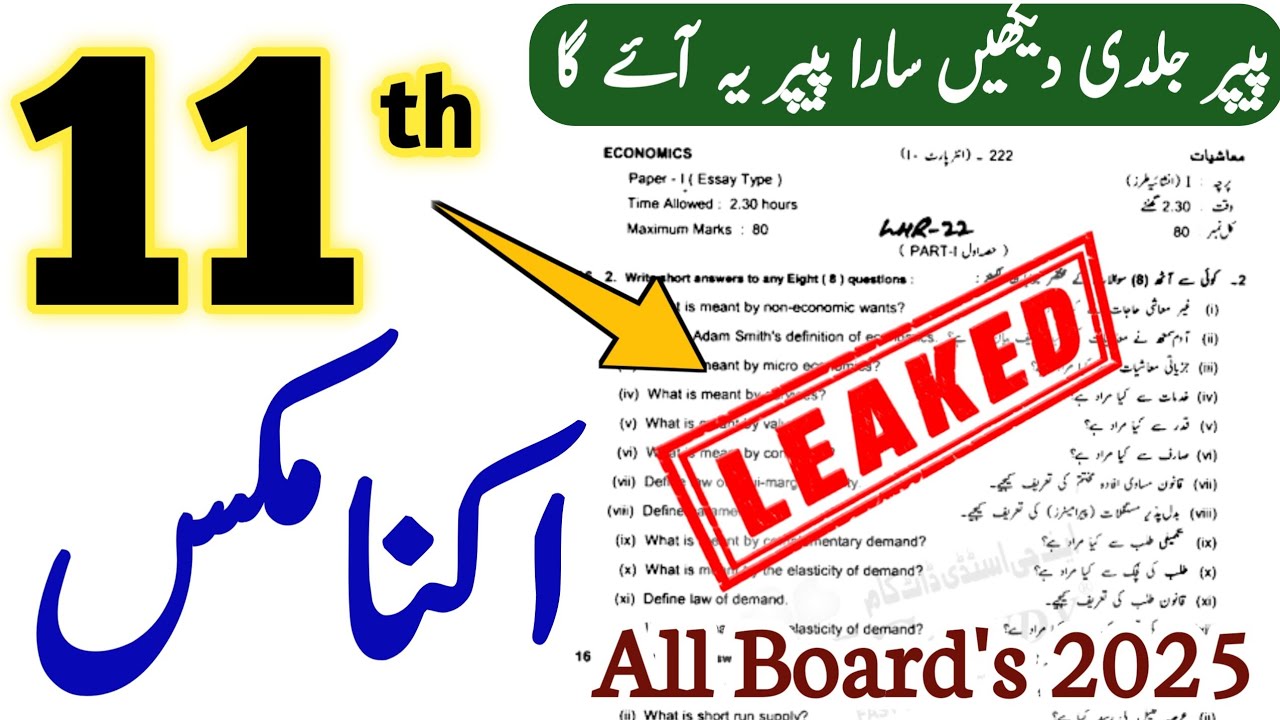 1st Year Economics Guess Paper 2025 | Most Important Questions | Learn With SN