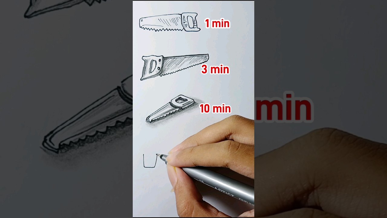 Draw Hand Saw Wood Cutting 1min, 3min, 10min 