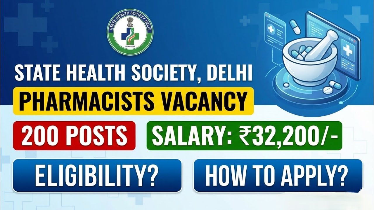 State Health Society Delhi Pharmacist Recruitment 2026 | 200 Posts | Salary ₹32,200