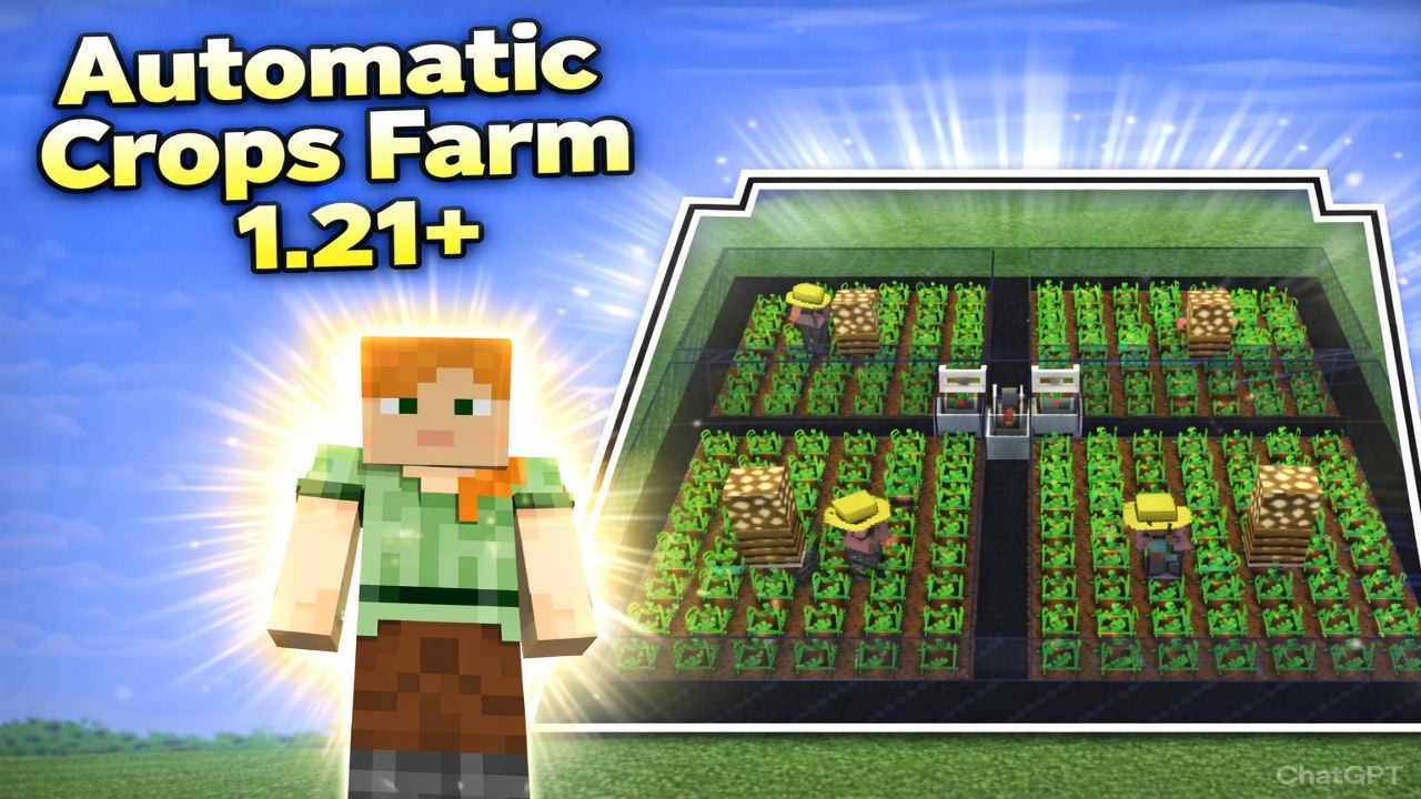Fully Automatic Crops Farm In Minecraft For 1.21+ Java/MCPE/Xbox | #minecraft #gaming
