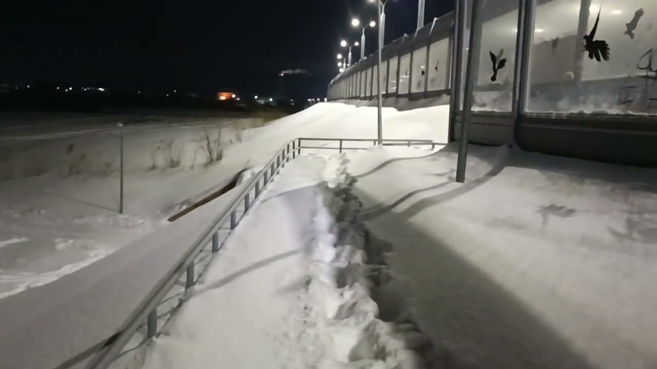 Взобрался на мост в снегоступах!