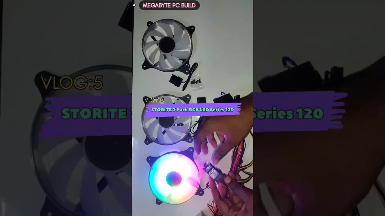 STORITE 3 Pack RGB LED Series 120mm Case Fan for Computer Case - 4Pin Molex connector Cooler #short