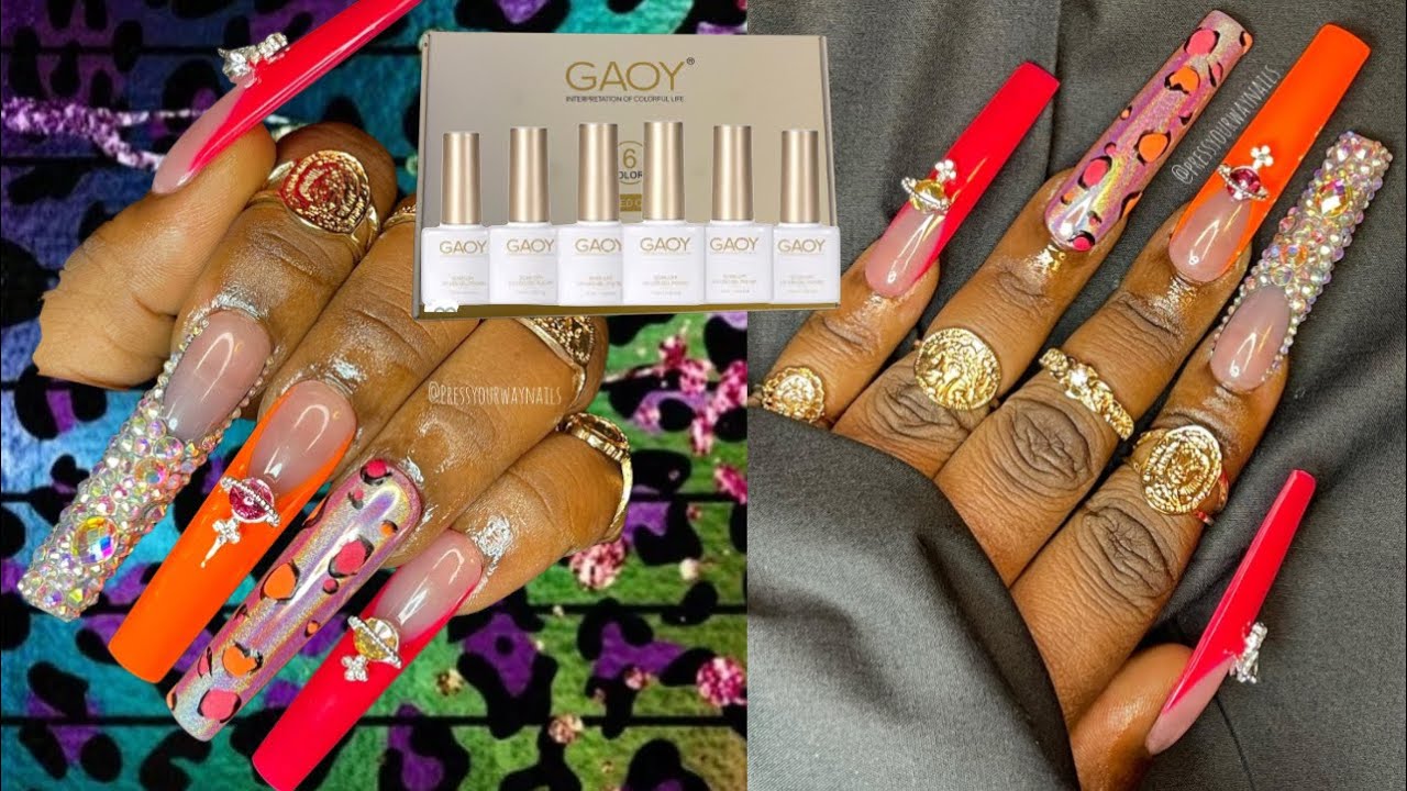 Gaoy Jelly Pink Gel Polish Review | Amazon | 3D Cheetah Print Nail At | Press On Nails