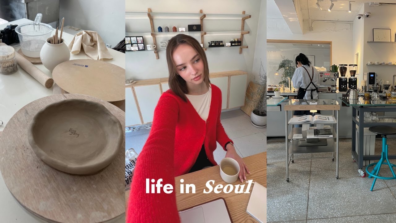 my cozy life in Seoul 🤍 making a vision board, ceramics class, reading vlog & new cafe's