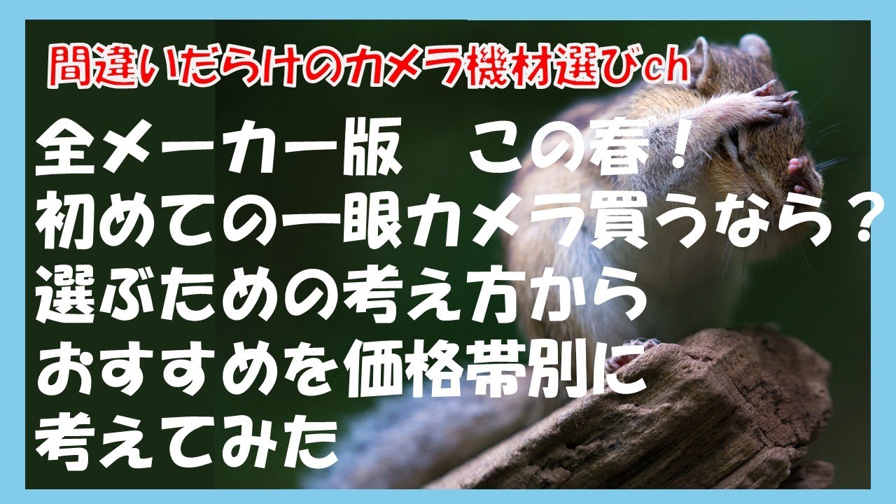 間違いだらけのカメラ機材選びch 「全メーカー版　この春！初めての一眼カメラ買うなら？選ぶための考え方からおすすめを価格帯別に考えてみた」