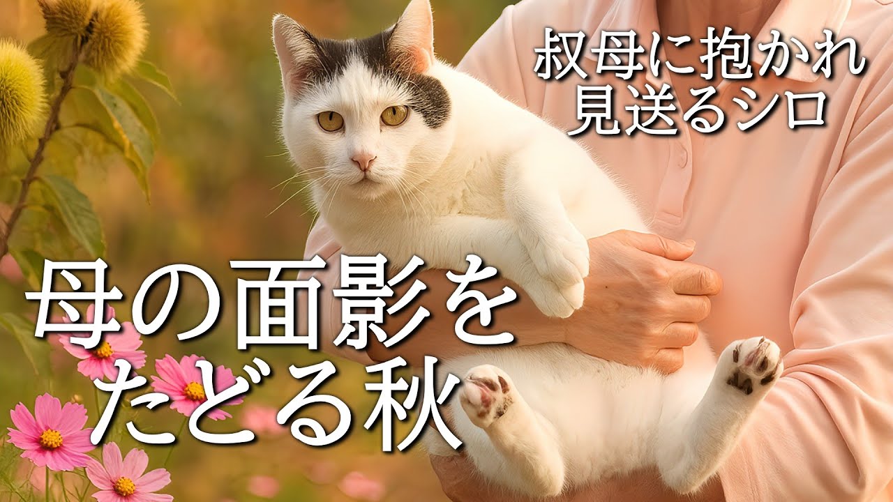 【お彼岸でシロと再会】母が育てた庭の想い出を胸に、叔母に抱かれたシロに見送られ帰宅【オリジナルBGM】