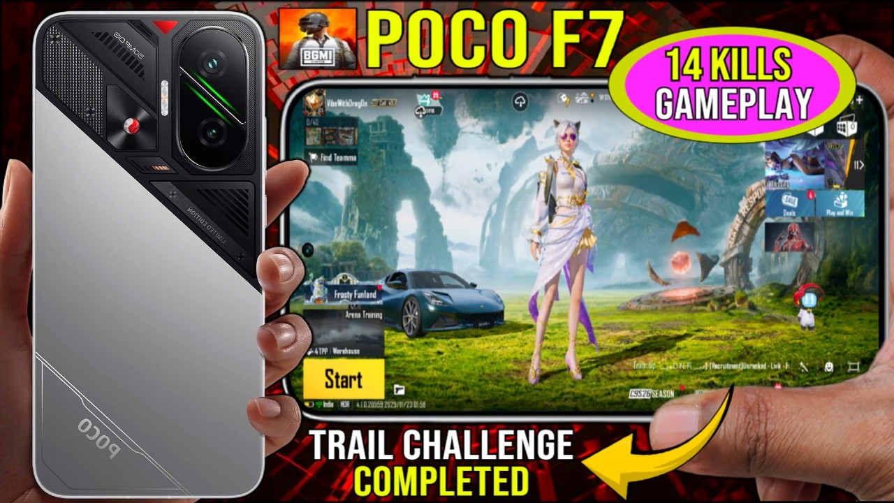 POCO F7 - BGMI NEW Trial Challenge COMPLETED 14 KILLS 90 FPS GAMEPLAY