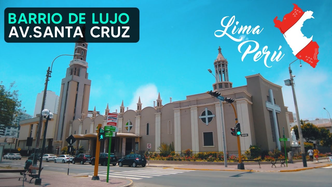 Caminando por Miraflores, Av. Santa Cruz | Walking Tour Lima Peru 4K