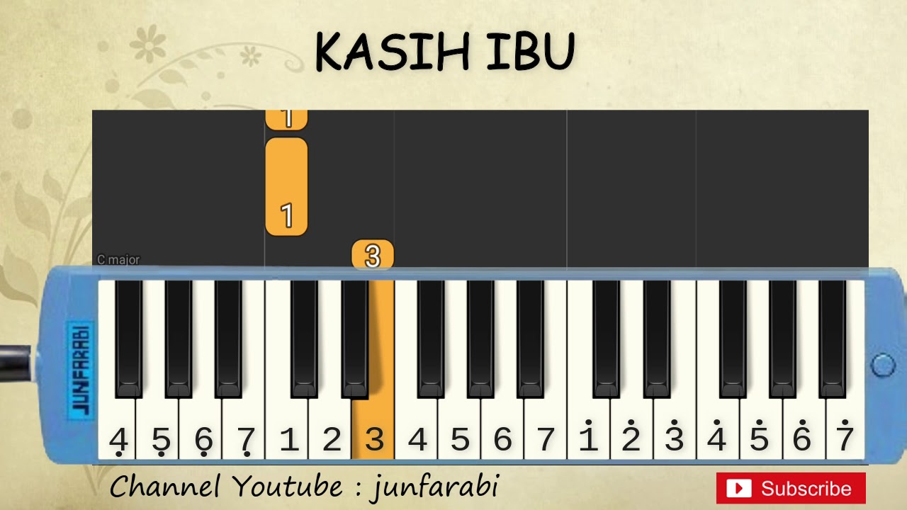 not pianika kasih ibu - tutorial belajar pianika lagu anak - not angka kasih ibu