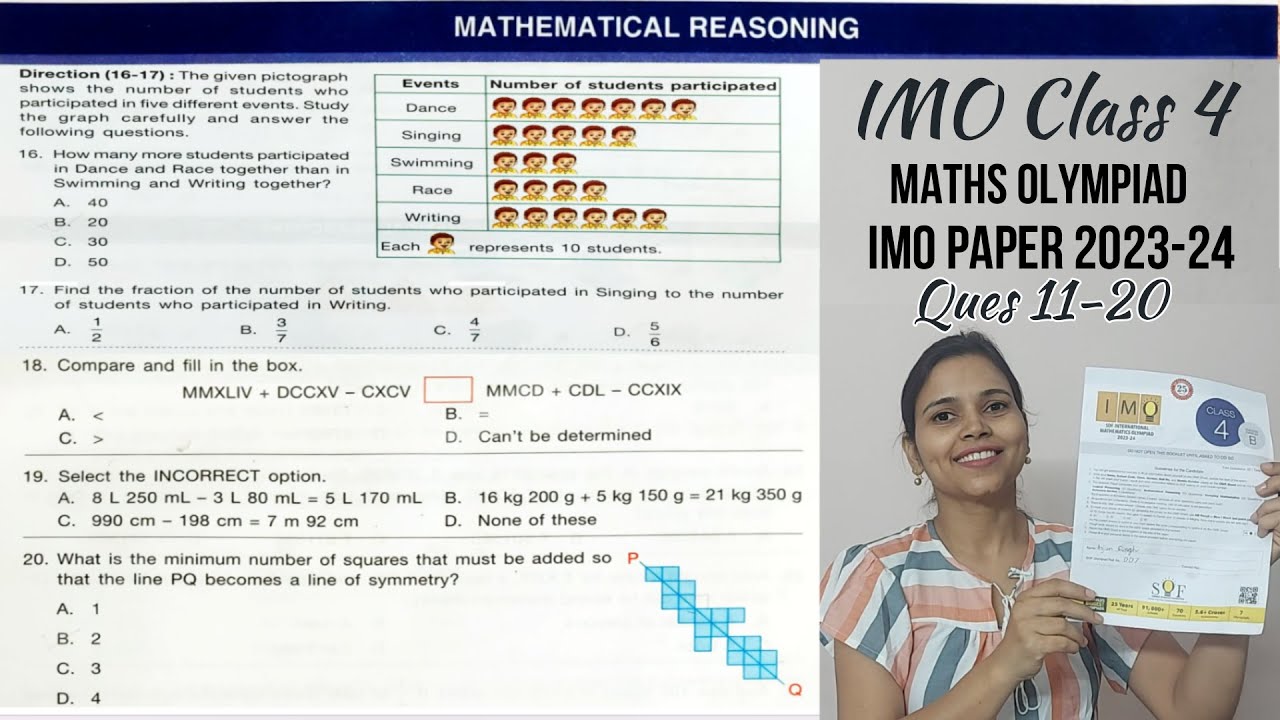 Olympiad Exam for Class 4 Maths 2023| IMO 2023-24 Paper (Ques no 11-20)| Maths Olympiad for Class 4