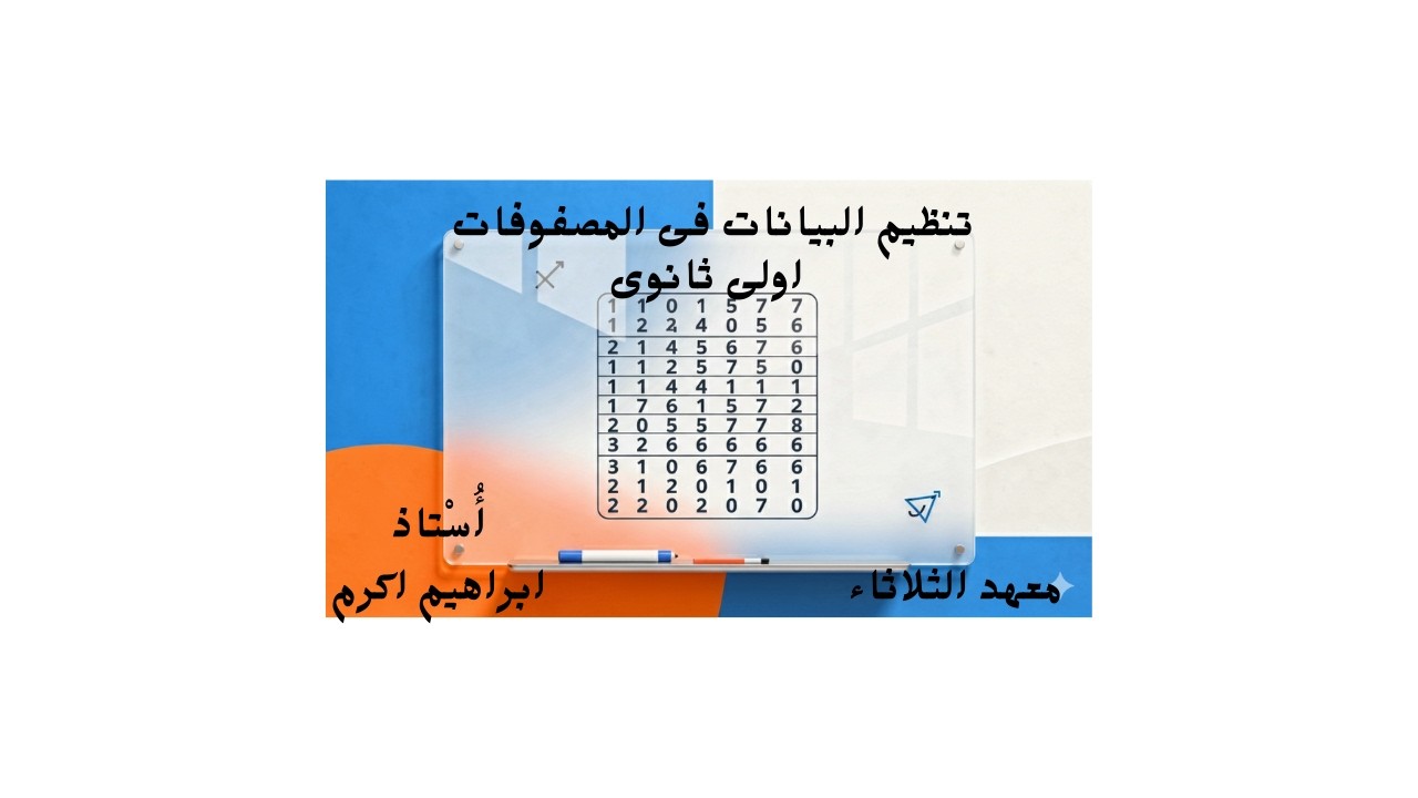 تنظيم البيانات في المصفوفات | جبر أولى ثانوي (الترم الثاني) 2026 - مستر إبراهيم أكرم