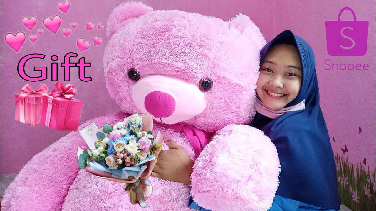Unboxing Shopee Haul || Hadiah TeddyBearJumbo 2 Meter