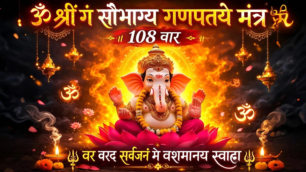 ॐ श्रीं गं सौभाग्य गणपतये मंत्र 108 बार | Powerful Ganesh Mantra for Success, Luck & Prosperity