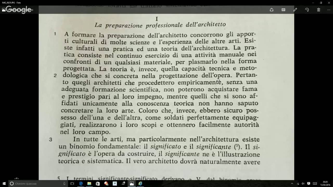 De Architectura .Trattato Vitruviano. Dal I Libro. cap.I; cap.II, cap.III