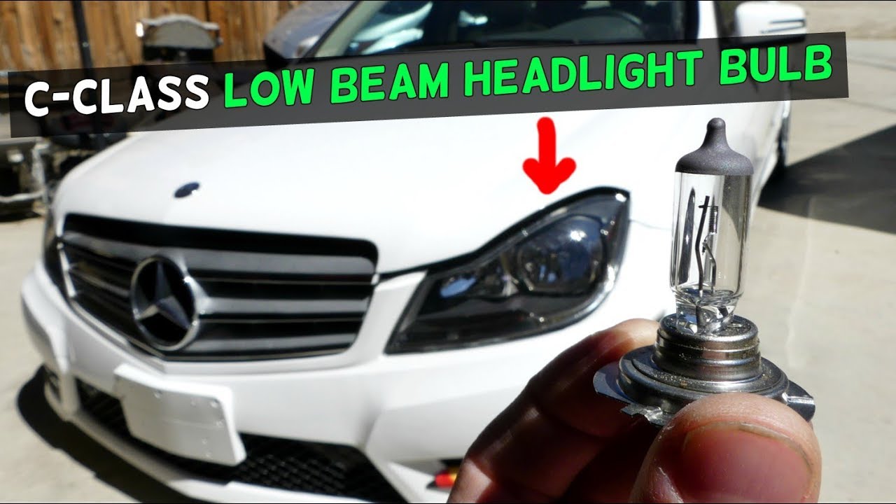 MERCEDES W204 LOW BEAM HEADLIGHT BULB REPLACEMENT C250 C300 C350 C200 C220 C280