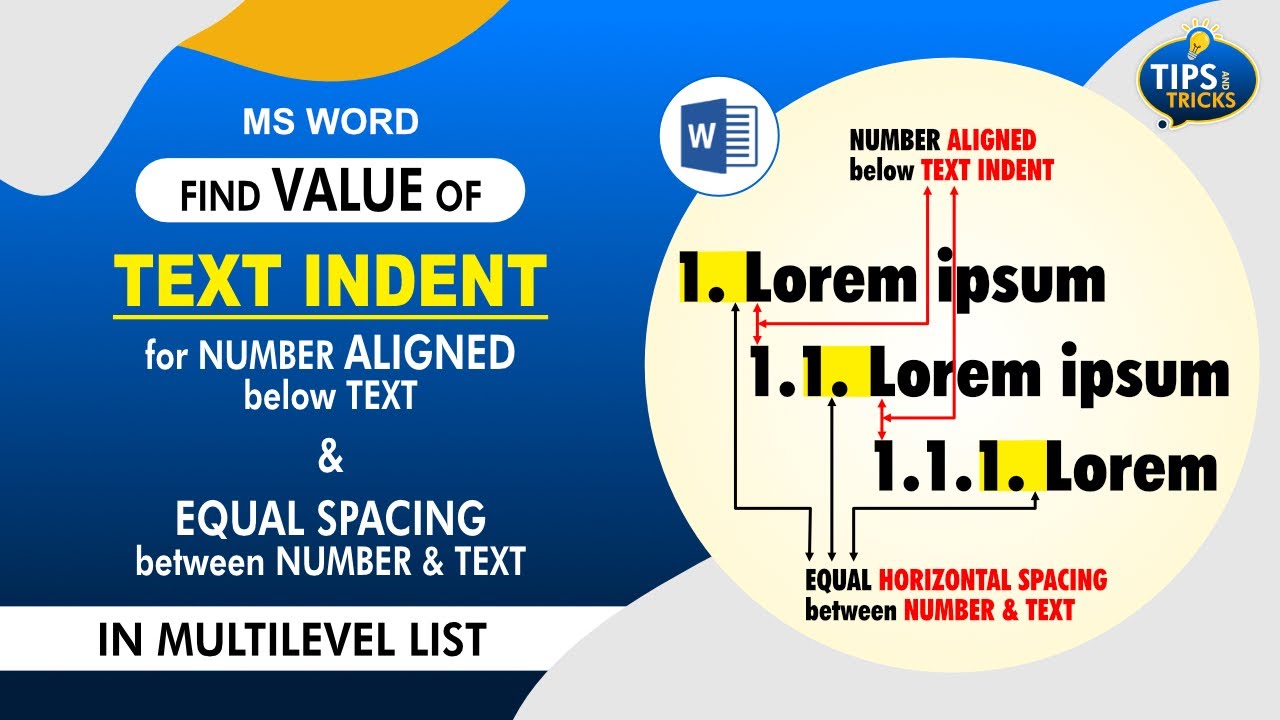 How to fix weird text indentation problems with multilevel list in word | Find Text Indent value.