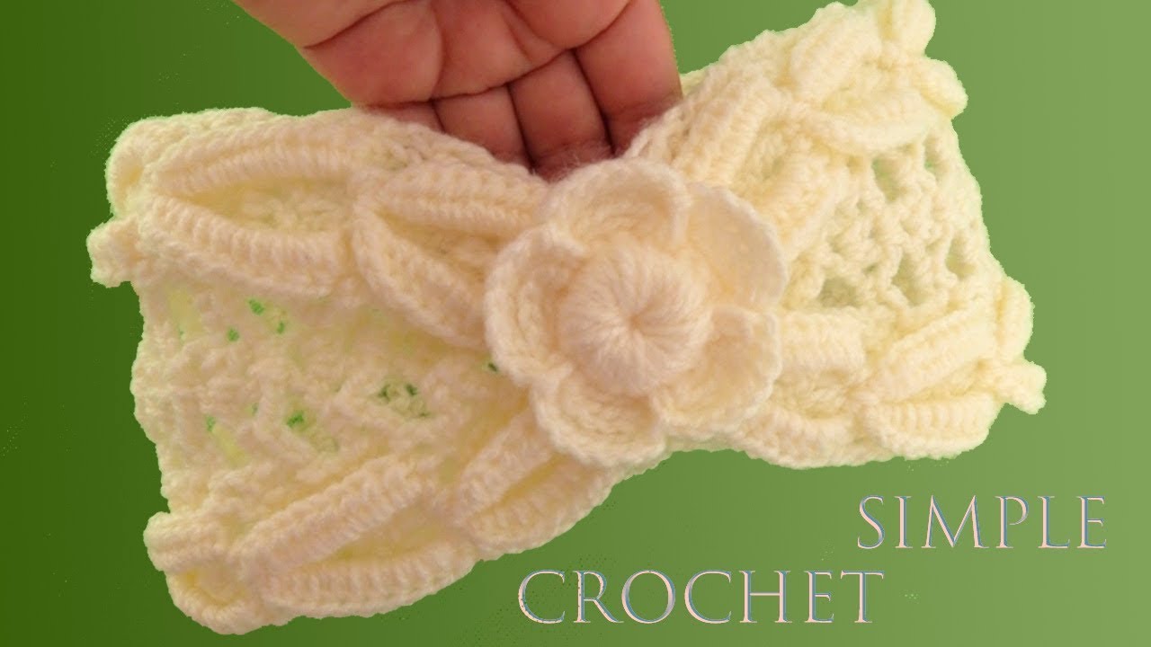 Como tejer a crochet punto argollas para diadema con flor 3D tejido con ganchillo