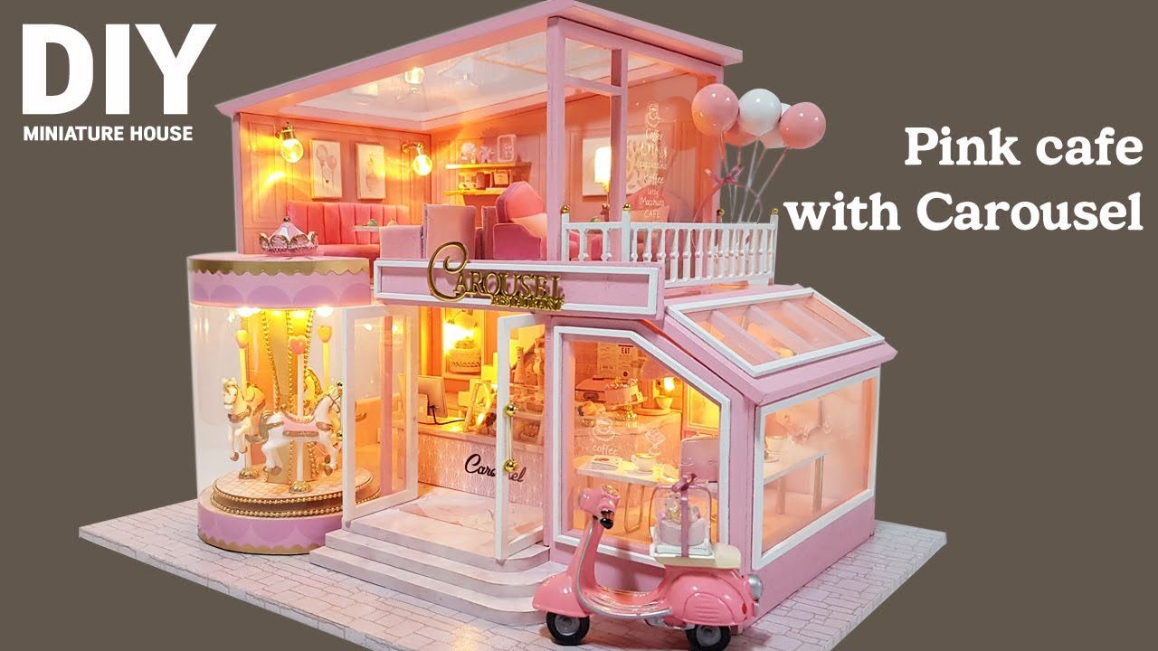 DIY Miniature Dollhouse KitㅣPink cafe with carouselㅣ회전목마가 있는 핑크카페ㅣ미니어처하우스ㅣ박소소(soso miniature)