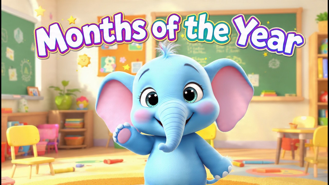 Months of the Year Song 🎶 | Learn with Mino the Baby Elephant 🐘 Fun Kids Video