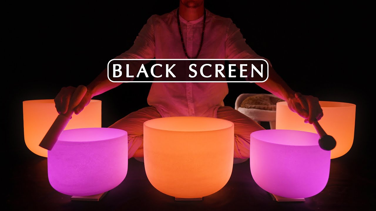 **HEALING SLEEP** Black Screen | Crystal Singing Bowls for Restorative Rest
