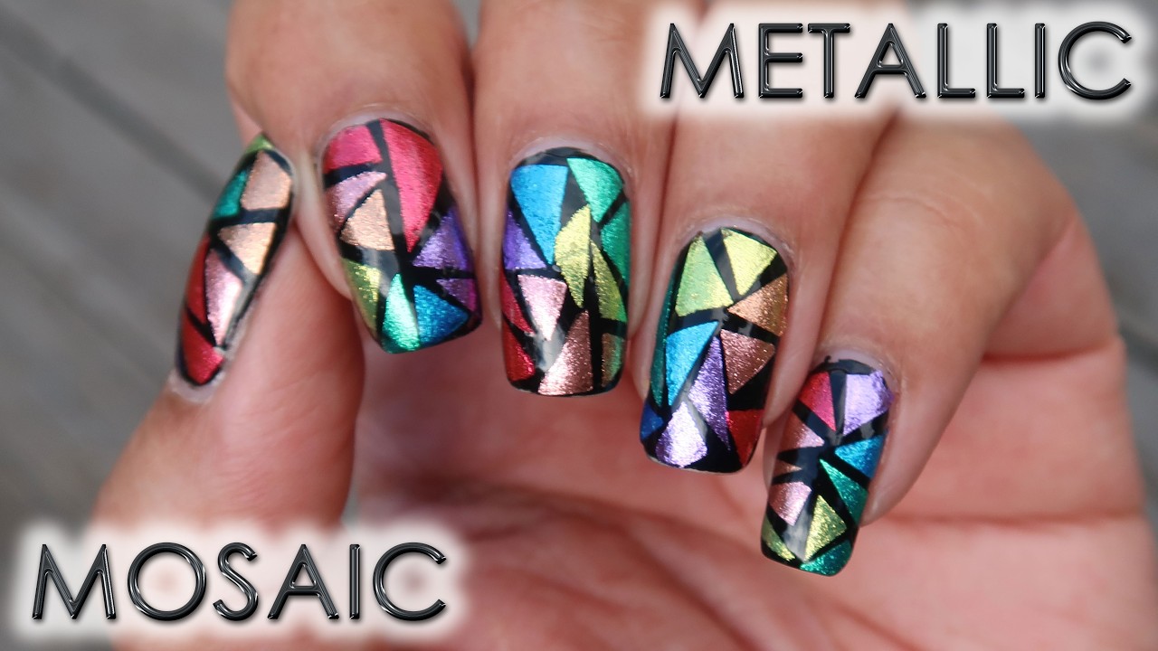 Rainbow Metallic Mosaic | DIY Nail Art Tutorial | MSLP