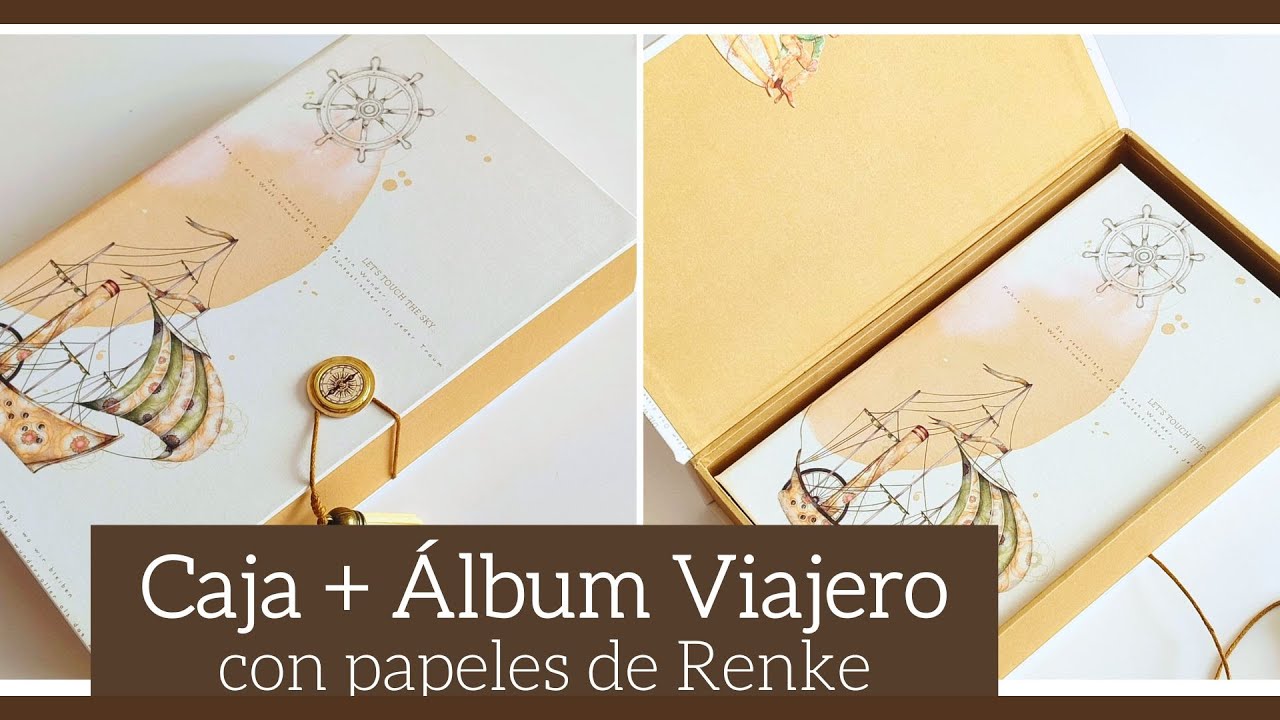 CAJA + ALBUM VIAJERO con papeles de RENKE (con SATWA) - TUTORIAL | LLUNA NOVA SCRAP