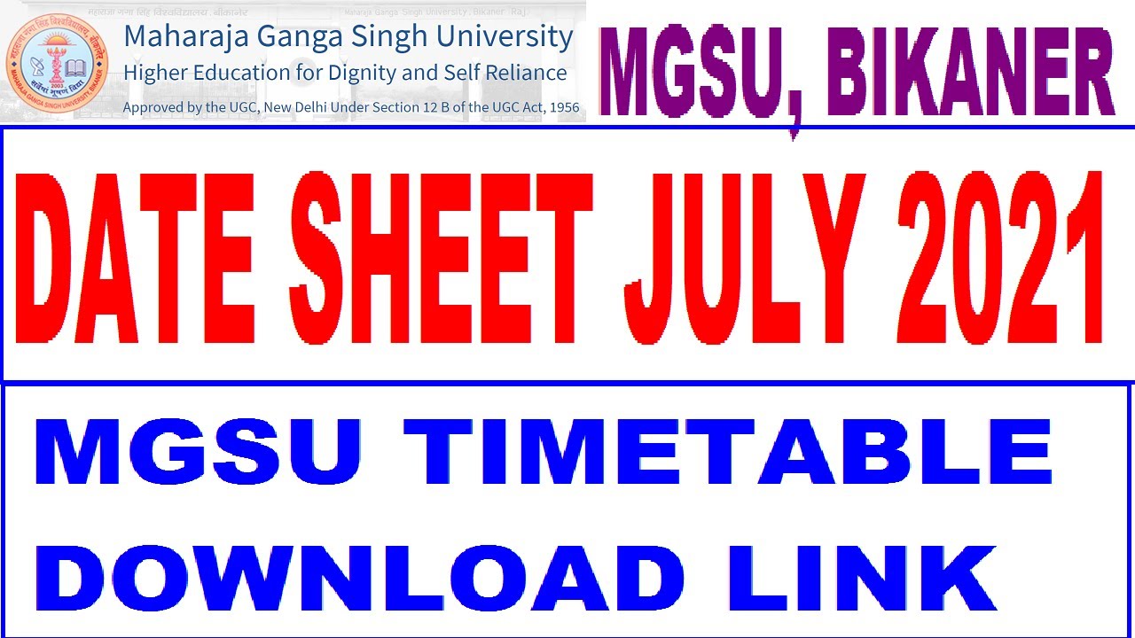 MGSU EXAM TIME TABLE 2021 , MGSU EXAM DATE 2021,MGSU EXAM LATEST NEWS,