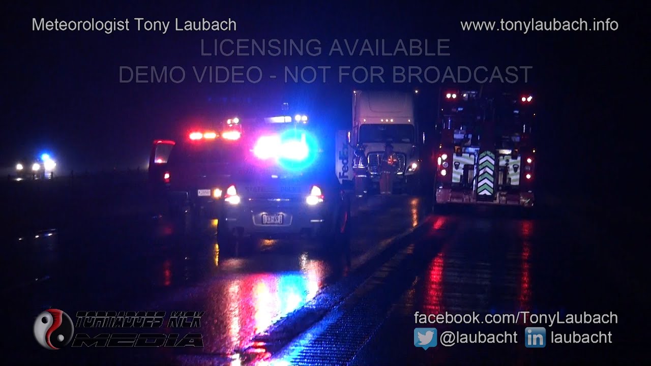 Head On Crash Semi Crossed Median In Heavy Rain - 3/10/2016 Marion, IL