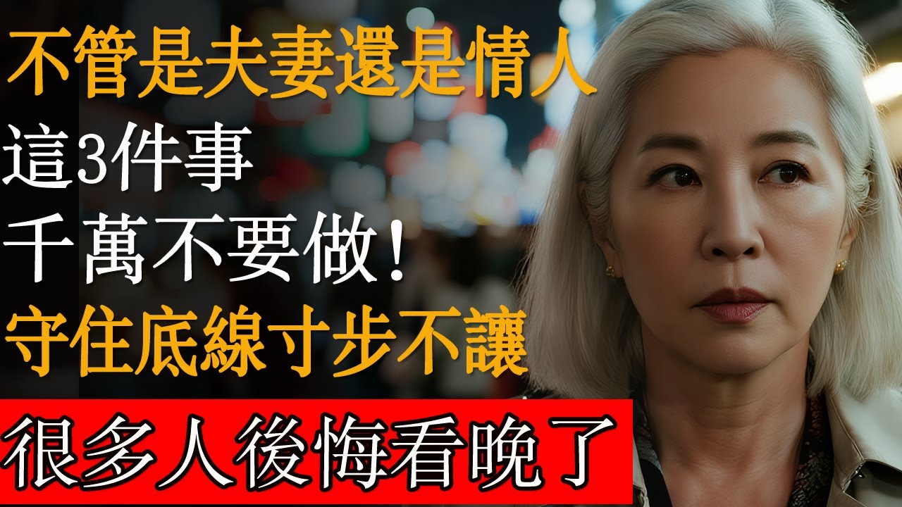 不管是夫妻還是情人，關係再好，這3件事也千萬不要做！守住底線寸步不讓，很多人後悔看晚了#樂齡智慧坊#老年智慧#老年故事