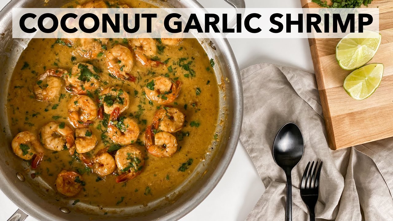 Creamy Coconut Garlic Shrimp | One skillet 20 minutes recipe