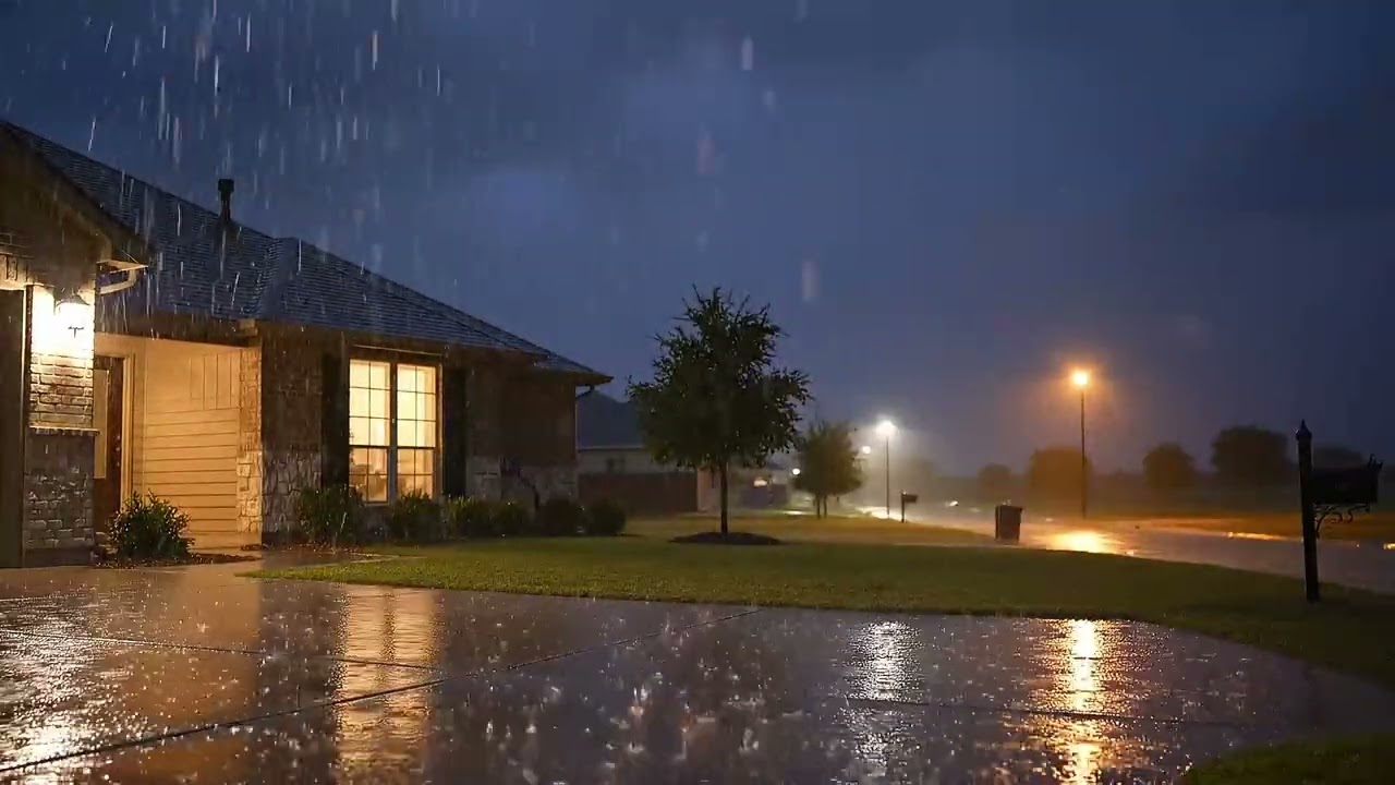 Quiet Suburban Rain at Night | 8 Hours | Pure Rain Sleep Sounds