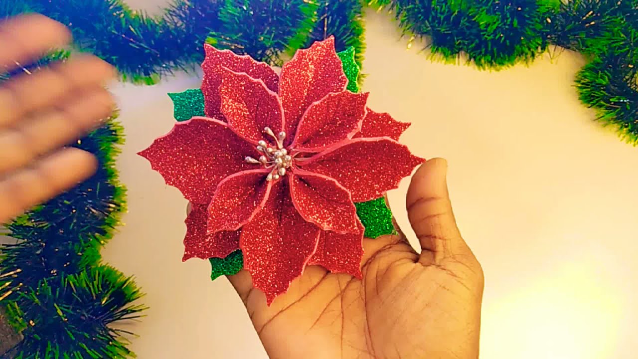 DIY Christmas Flower | Poinsettia Flower | Christmas Decorations | Christmas Flower