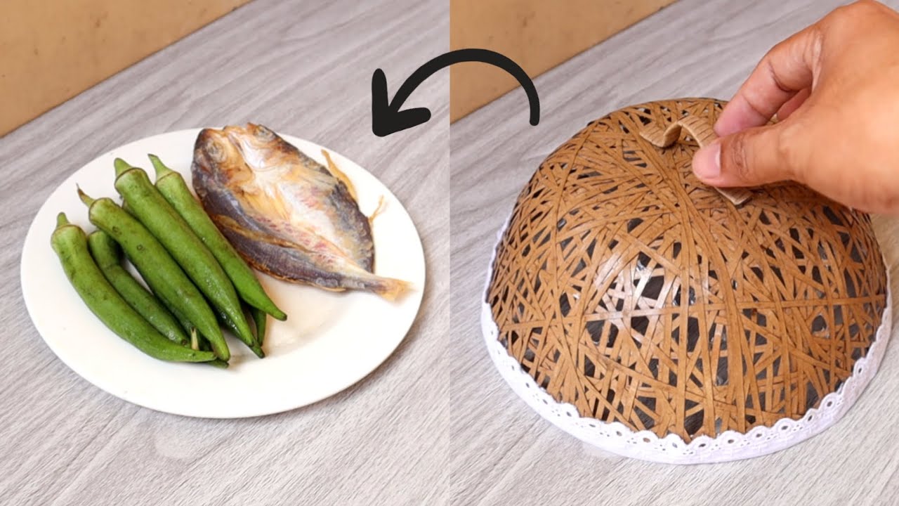 FOOD COVER MADE OF CARDBOARD | Cardboard Strips Craft | Cardboard Recycle | Arts & Crafts