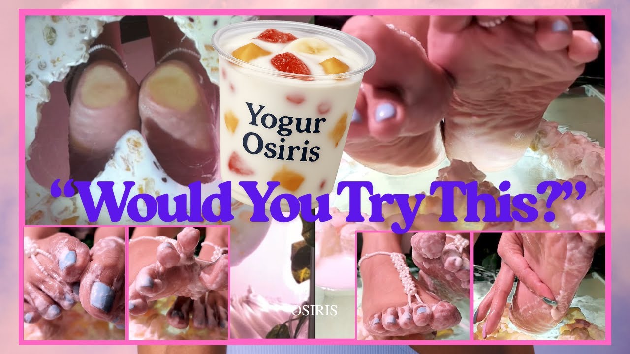 Crushing Yogurt & Fruit Under Glass with My Feet 👣🍓 | Double View ASMR