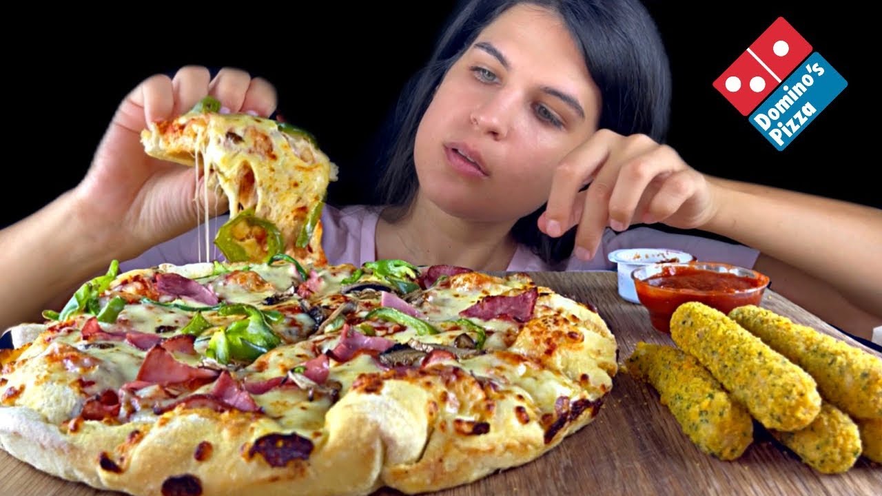 DOMINO'S PIZZA & MOZZARELLA STICKS | MUKBANG | EATING SOUNDS | ASMR