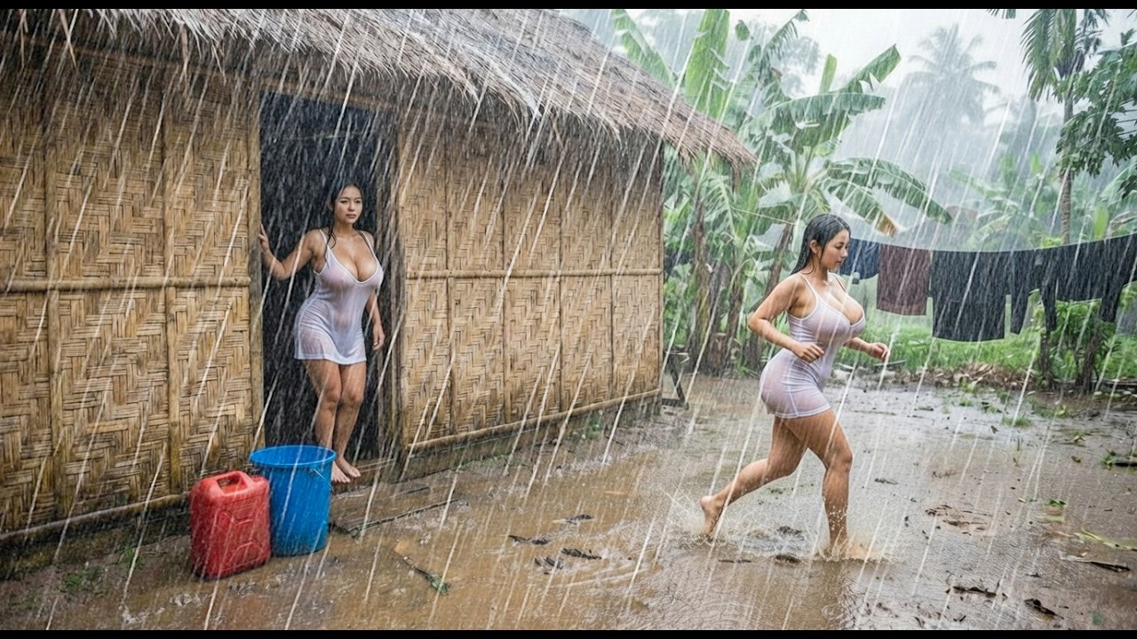 ТЫ МОЖЕШЬ В ЭТОМ СПАТЬ? ⚡ Сильный дождь и гром в индонезийской деревне 🌧️ Терапия сном, лечение бес