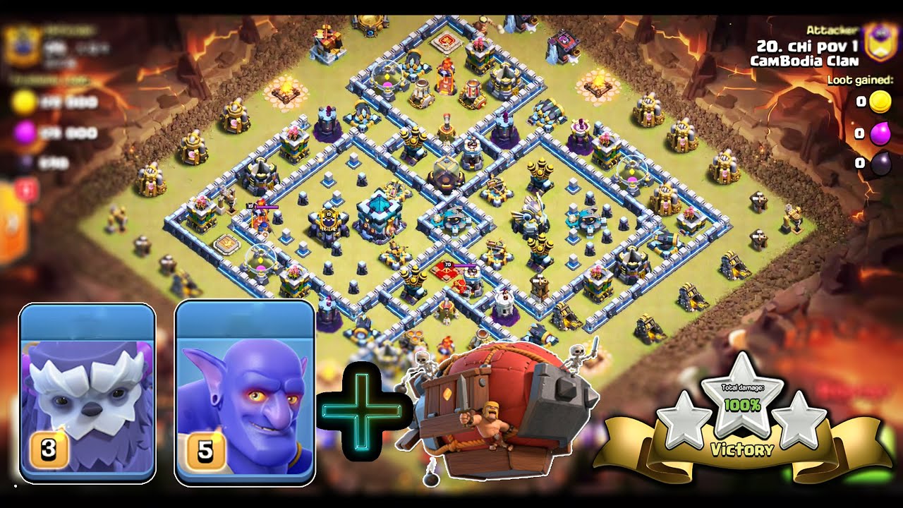 Best TH13 Attack Strategy 2020! New TH13 Yeti Bowler Smash War Base 3 Stars ( Clash of Clans )