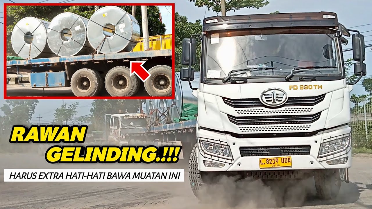 Pasukan Truk Baja Coil‼️Kesibukan Bongkar Gulungan Baja 
